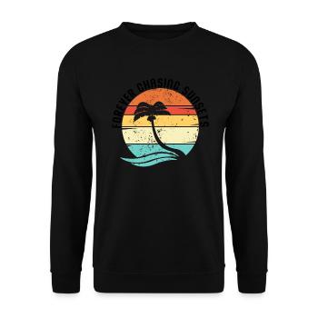 Forever Chasing Sunsets Retro Summer Vacation - Unisex Sweatshirt - black - Front - Alina (178cm) & Michal (187cm)