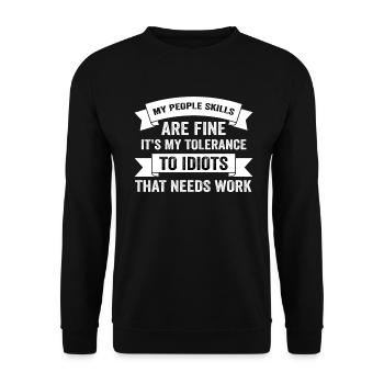 Meine sozialen Fähigkeiten sind in Ordnung - Unisex Pullover - Schwarz - Vorne - Alina (178cm) & Michal (187cm)