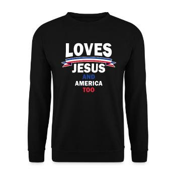 Loves Jesus and America Too God Christian - Unisex Sweatshirt - black - Front - Alina (178cm) & Michal (187cm)