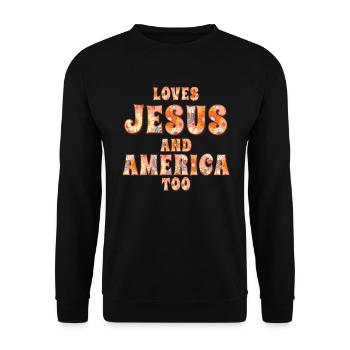 Loves Jesus and America Too God Christian - Unisex Sweatshirt - black - Front - Alina (178cm) & Michal (187cm)