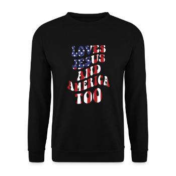 Loves Jesus and America Too God Christian - Unisex Sweatshirt - black - Front - Alina (178cm) & Michal (187cm)