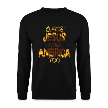 Loves Jesus and America Too God Christian - Unisex Sweatshirt - black - Front - Alina (178cm) & Michal (187cm)