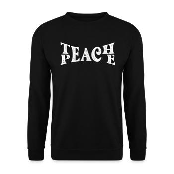 Teach Peace Word Game Groovy Hippie Teacher - Unisex Pullover - Schwarz - Vorne - Alina (178cm) & Michal (187cm)