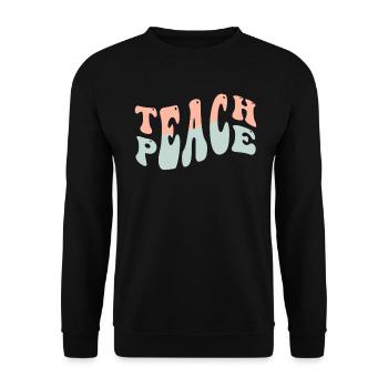 Enseigner la paix Jeu de mots Groovy Hippie Enseignant - Sweat-shirt Unisexe - noir - Devant - Alina (178cm) & Michal (187cm)