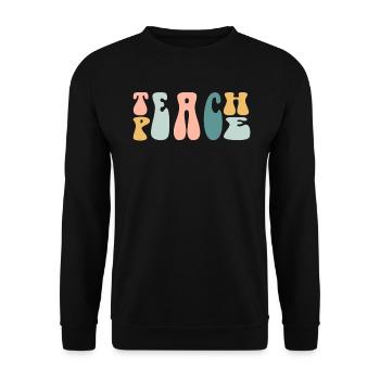 Enseigner la paix Jeu de mots Groovy Hippie Enseignant - Sweat-shirt Unisexe - noir - Devant - Alina (178cm) & Michal (187cm)