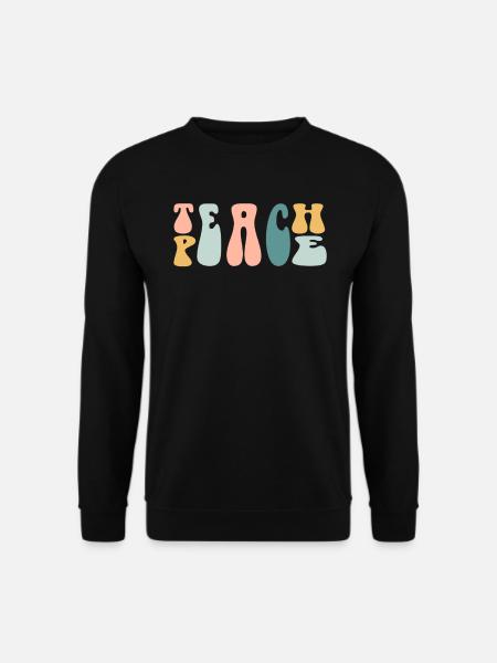 Teach Peace Word Game Groovy Hippie Teacher - Unisex Pullover - Schwarz