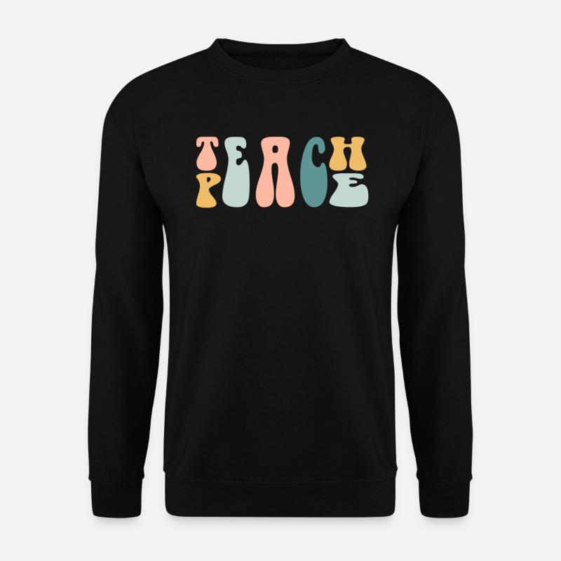 Teach Peace Word Game Groovy Hippie Teacher - Unisex Pullover - Schwarz