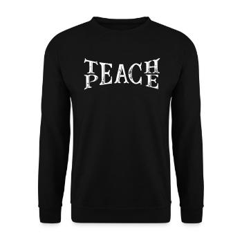 Teach Peace Word Game Groovy Hippie Teacher - Unisex Pullover - Schwarz - Vorne - Alina (178cm) & Michal (187cm)