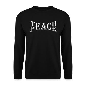 Teach Peace Word Game Groovy Hippie Teacher - Unisex Pullover - Schwarz - Vorne - Alina (178cm) & Michal (187cm)