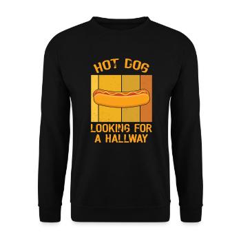 Hot Dog Looking For A Hallway - Unisex Sweatshirt - black - Front - Alina (178cm) & Michal (187cm)