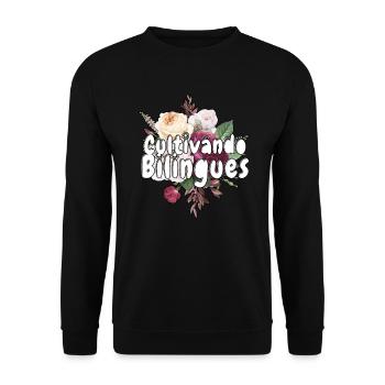 Cultivando Bilingües Vêtements de professeur d’espagnol - Sweat-shirt Unisexe - noir - Devant - Alina (178cm) & Michal (187cm)