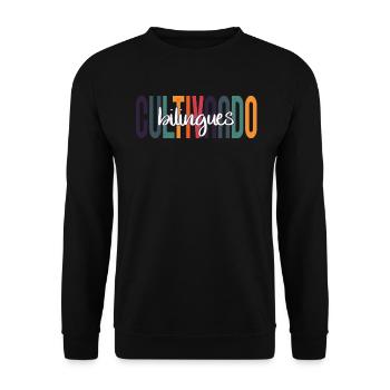 Cultivando Bilingües Spanish Teacher Apparel - Unisex Sweatshirt - black - Front - Alina (178cm) & Michal (187cm)