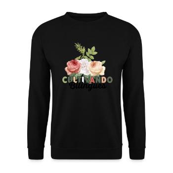 Cultivando Bilingües Spanischlehrer Bekleidung - Unisex Pullover - Schwarz - Vorne - Alina (178cm) & Michal (187cm)