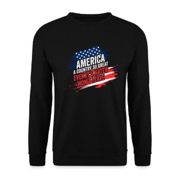 L’Amérique Un pays si grand Patriotique américain - Sweat-shirt Unisexe - noir - Devant - Alina (178cm) & Michal (187cm)
