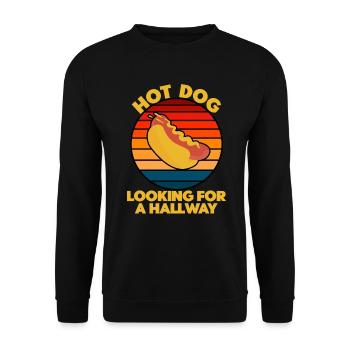 Hot Dog auf der Suche nach einem Flur - Unisex Pullover - Schwarz - Vorne - Alina (178cm) & Michal (187cm)