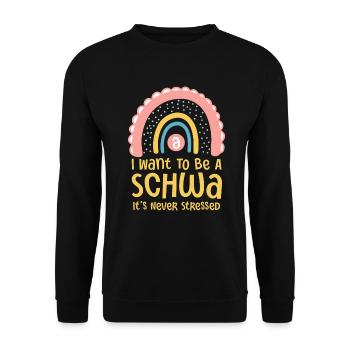 Ich will ein Schwa sein, der nie gestresst ist - Unisex Pullover - Schwarz - Vorne - Alina (178cm) & Michal (187cm)