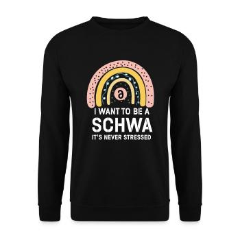 Ich will ein Schwa sein, der nie gestresst ist - Unisex Pullover - Schwarz - Vorne - Alina (178cm) & Michal (187cm)