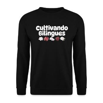 Cultivando Bilingües Spanischlehrer Bekleidung - Unisex Pullover - Schwarz - Vorne - Alina (178cm) & Michal (187cm)