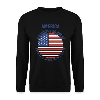 Amerika: Ein Land, das so großartig ist, dass die USA patriotisch sind - Unisex Pullover - Schwarz - Vorne - Alina (178cm) & Michal (187cm)