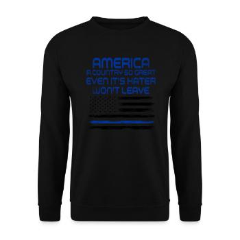 L’Amérique Un pays si grand Patriotique américain - Sweat-shirt Unisexe - noir - Devant - Alina (178cm) & Michal (187cm)