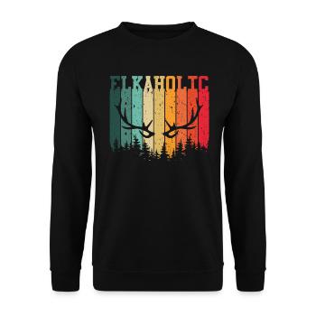 Elk Hunting Elkaholic Hunters - Unisex Sweatshirt - black - Front - Alina (178cm) & Michal (187cm)
