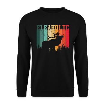 Elchjagd Elkaholic Jäger - Unisex Pullover - Schwarz - Vorne - Alina (178cm) & Michal (187cm)