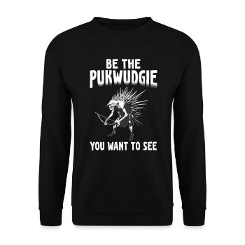 Pukwudgie Kryptide Folklore Mythen - Unisex Pullover - Schwarz - Vorne - Alina (178cm) & Michal (187cm)