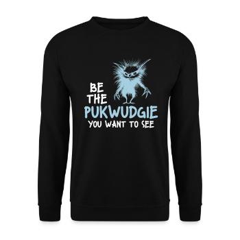 Pukwudgie Kryptide Folklore Mythen - Unisex Pullover - Schwarz - Vorne - Alina (178cm) & Michal (187cm)
