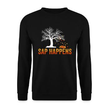 Ahornsirup Baum Klopfen Lustiger Herbst - Unisex Pullover - Schwarz - Vorne - Alina (178cm) & Michal (187cm)