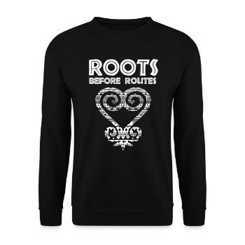Sankofa Symbol Adinkra Ghana Schwarz - Unisex Pullover - Schwarz - Vorne - Alina (178cm) & Michal (187cm)