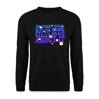 Mein Bauch tut weh, aber ich bin wirklich - Unisex Pullover - Schwarz - Vorne - Alina (178cm) & Michal (187cm)