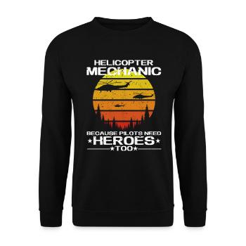 Helicopter Mechanic Heroes Pride - Unisex Sweatshirt - black - Front - Alina (178cm) & Michal (187cm)