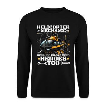Helicopter Mechanic Heroes Pride - Unisex Sweatshirt - black - Front - Alina (178cm) & Michal (187cm)