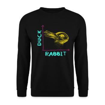 Wittgensteins Hasen-Enten-Illusion - Unisex Pullover - Schwarz - Vorne - Alina (178cm) & Michal (187cm)