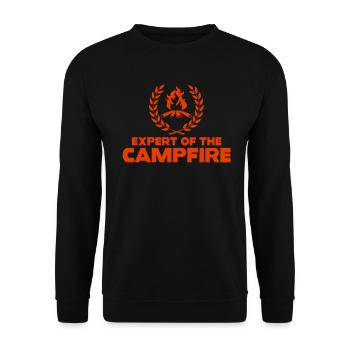 Experte für Camping-Experten am Lagerfeuer - Unisex Pullover - Schwarz - Vorne - Alina (178cm) & Michal (187cm)