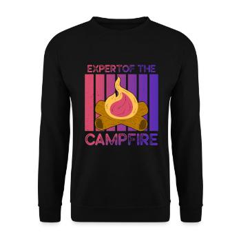 Experte für Camping-Experten am Lagerfeuer - Unisex Pullover - Schwarz - Vorne - Alina (178cm) & Michal (187cm)