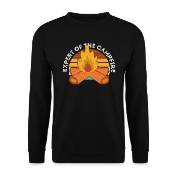 Experte für Camping-Experten am Lagerfeuer - Unisex Pullover - Schwarz - Vorne - Alina (178cm) & Michal (187cm)