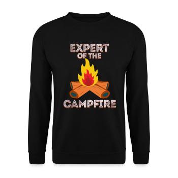 Experte für Camping-Experten am Lagerfeuer - Unisex Pullover - Schwarz - Vorne - Alina (178cm) & Michal (187cm)