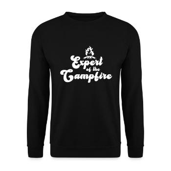 Experte für Camping-Experten am Lagerfeuer - Unisex Pullover - Schwarz - Vorne - Alina (178cm) & Michal (187cm)