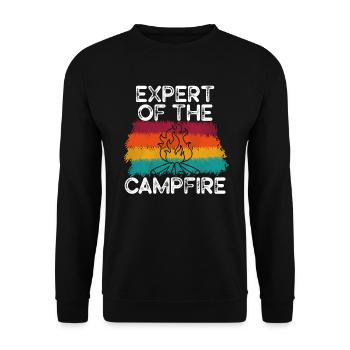 Experte für Camping-Experten am Lagerfeuer - Unisex Pullover - Schwarz - Vorne - Alina (178cm) & Michal (187cm)