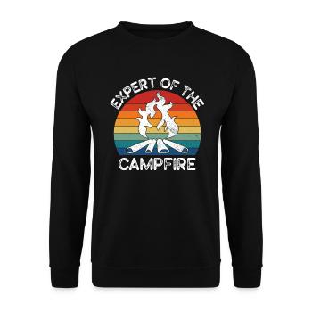 Expert Of Campfire Camping Expert - Unisex Sweatshirt - black - Front - Alina (178cm) & Michal (187cm)