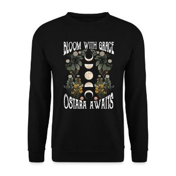 Ostara Hexenmond Eostre Frühling Ostern - Unisex Pullover - Schwarz - Vorne - Alina (178cm) & Michal (187cm)