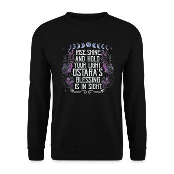 Ostara Hexenmond Eostre Frühling Ostern - Unisex Pullover - Schwarz - Vorne - Alina (178cm) & Michal (187cm)