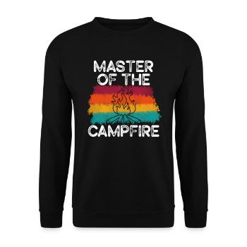Meister des Lagerfeuer-Campings Meister - Unisex Pullover - Schwarz - Vorne - Alina (178cm) & Michal (187cm)