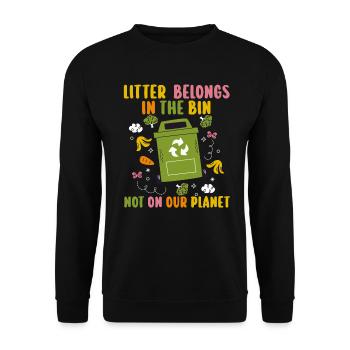 No Littering Anti Littering Earth Day - Unisex Sweatshirt - black - Front - Alina (178cm) & Michal (187cm)