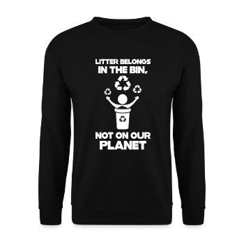 No Littering Anti Littering Earth Day - Unisex Sweatshirt - black - Front - Alina (178cm) & Michal (187cm)