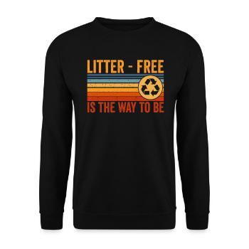 No Littering Anti Littering Earth Day - Unisex Sweatshirt - black - Front - Alina (178cm) & Michal (187cm)