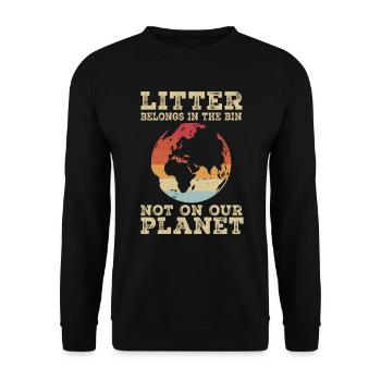 No Littering Anti Littering Earth Day - Unisex Sweatshirt - black - Front - Alina (178cm) & Michal (187cm)