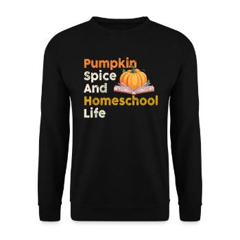Pumpkin Spice Und Homeschool-Leben - Unisex Pullover - Schwarz - Vorne - Alina (178cm) & Michal (187cm)