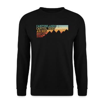 Explorez les montagnes des parcs nationaux de l’Utah - Sweat-shirt Unisexe - noir - Devant - Alina (178cm) & Michal (187cm)